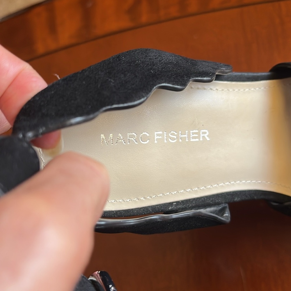 Marc Fisher Espadrilles / Wedges / Platforms Suede Leather, Ankle Strap Black 10 - Picture 5 of 11